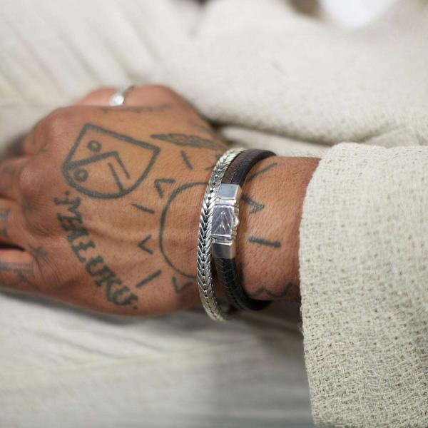 157BBR Armband Schwarz-Bruin Heren CHEVRON Collection