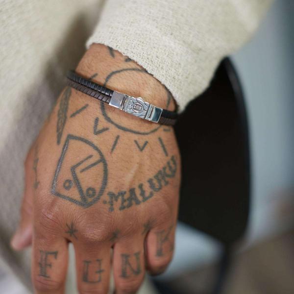 157BBR Armband Schwarz-Bruin Heren CHEVRON Collection