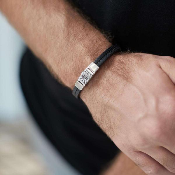 157BLK Armband Schwarz Heren CHEVRON Collection