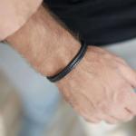 157BLK Armband Schwarz Heren CHEVRON Collection