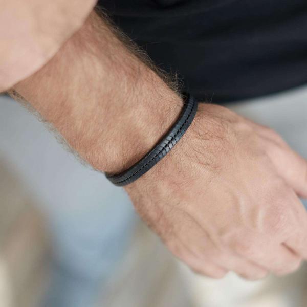 157BLK Armband Schwarz Heren CHEVRON Collection
