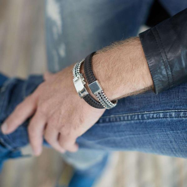 214BBR Armband Schwarz-Braun Heren CLASSIC CHEVRON Collection