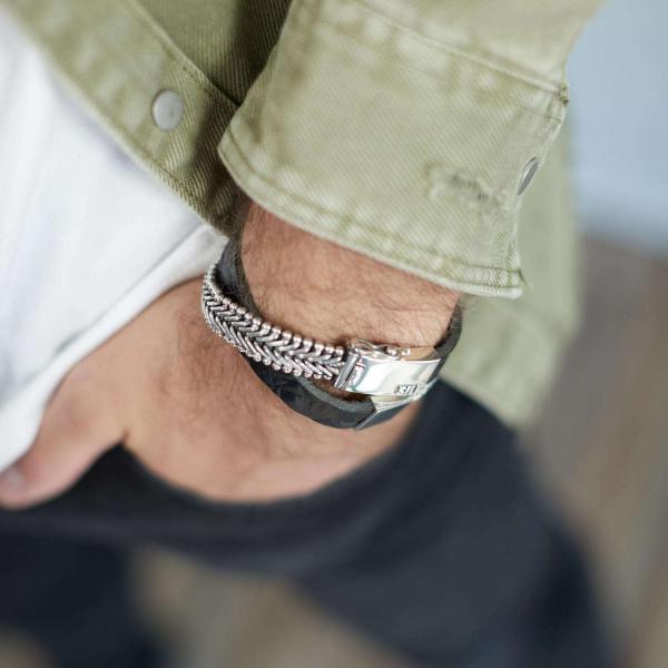 214BKC Armband Schwarz Croco Heren CLASSIC CHEVRON Collection