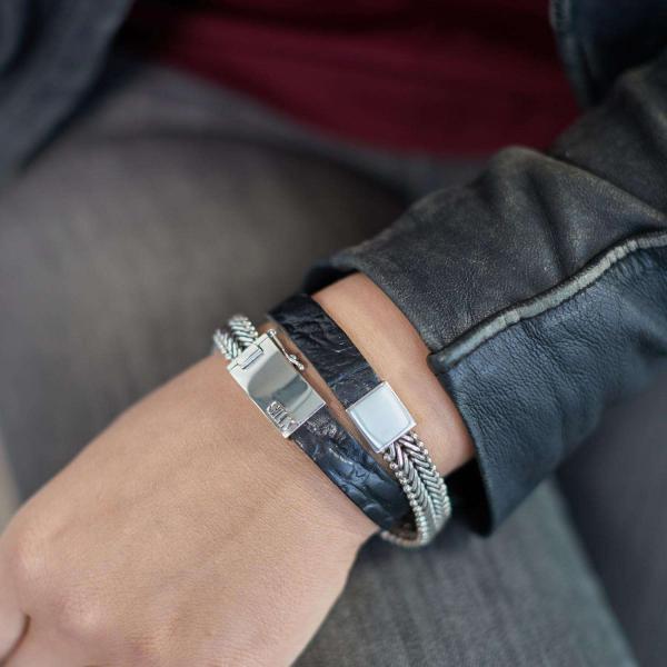 214BKC Armband Schwarz Croco Dames CLASSIC CHEVRON Collection