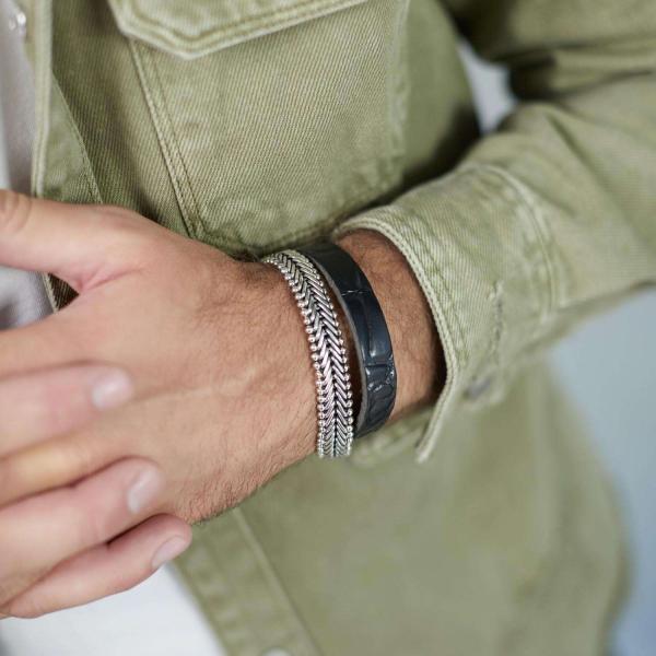 214BKC Armband Schwarz Croco Heren CLASSIC CHEVRON Collection