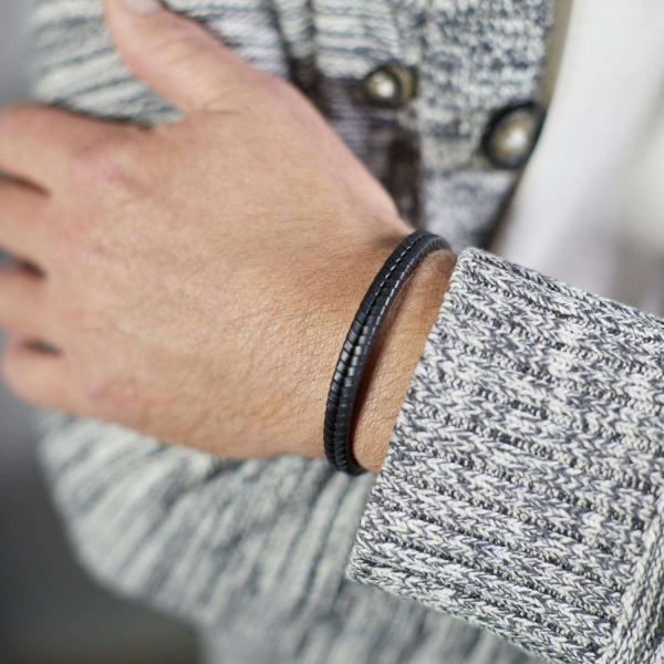 275BLK Armband Schwarz Heren CHEVRON Collection