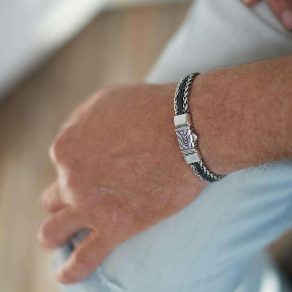 283 armband silber poliert, mat & Schwarz Heren RAW Collection