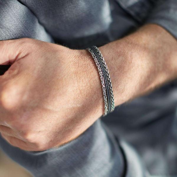 283 armband silber poliert, mat & Schwarz Heren RAW Collection