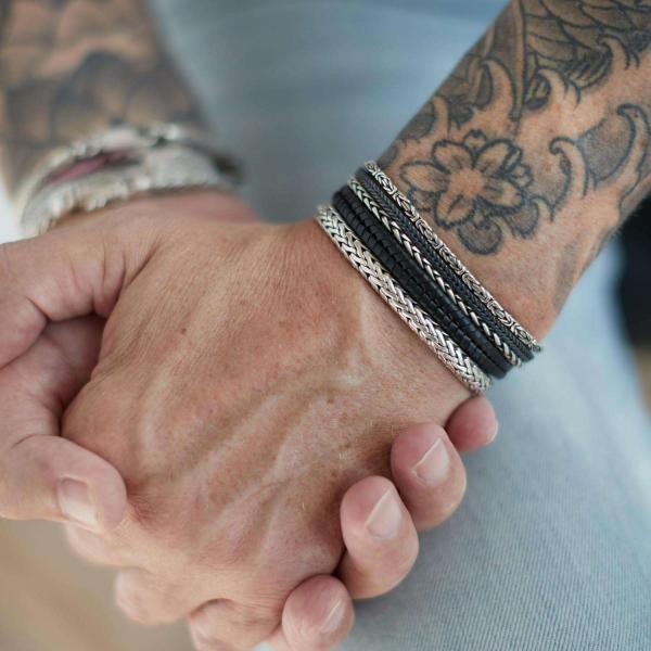 283 armband silber poliert, mat & Schwarz Heren RAW Collection