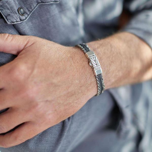 283 armband silber poliert, mat & Schwarz Heren RAW Collection