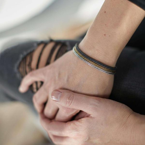 284 armband silber poliert, mat & messing Dames RAW Collection