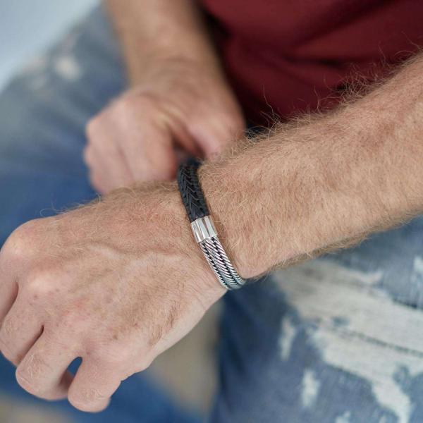 741BLK Armband  Schwarz Heren WEAVE Collection