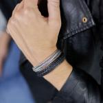 742BLK Armband Leder Schwarz Dames WEAVE Collection