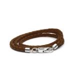 825brn Armband Halskette combo silber & leder brown LEDER LEATHER Collection