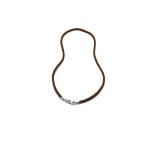 825brn Armband Halskette combo silber & leder brown LEDER LEATHER Collection