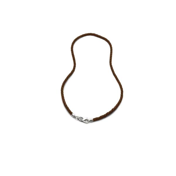 825brn Armband Halskette combo silber & leder brown LEDER LEATHER Collection