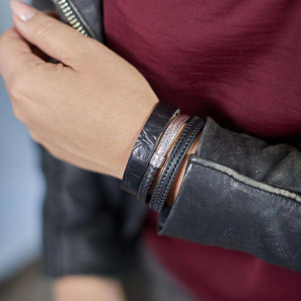 841BKC Armband Schwarz Croco Dames ALPHA Collection