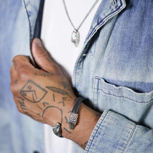 S21 Snake Armband Leder Heren