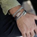 S23 Snake Armband Leder Heren